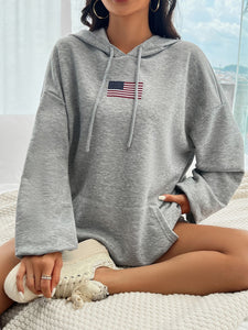 Drawstring US Flag Hoodie