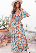 Load image into Gallery viewer, Sky Blue Floral Print Wrap Belted Maxi Dress | Dresses/Maxi Dresses
