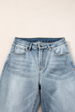 Load image into Gallery viewer, Light Blue Acid Wash Raw Edge Straight Jeans | Bottoms/Jeans
