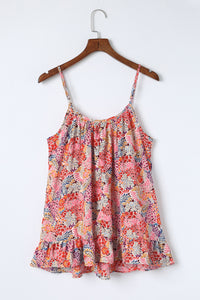 Multicolor Spaghetti Straps Floral Print Sleeveless Top | Tops/Tank Tops