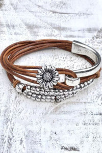 Multi-Layer Bracelet | Brown Daisy Beading Alloy