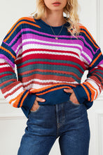 Load image into Gallery viewer, Stripe Boho Fashion Drop Shoulder Baggy Sweater | Tops/Sweaters &amp; Cardigans
