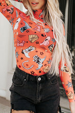 Load image into Gallery viewer, Orange Rodeo Bound Printed Long Sleeve Bodysuit
