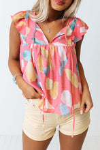 Load image into Gallery viewer, Pink Splotches Pattern Ruffled Cap Sleeve Shift Top | Tops/Blouses &amp; Shirts
