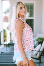 Load image into Gallery viewer, Pink Sweet Floral Print Ruffle Trim Blouse | Tops/Blouses &amp; Shirts
