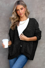 Load image into Gallery viewer, Black Buttons Front Pocketed Sweater Cardigan | Tops/Sweaters &amp; Cardigans
