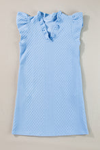 Load image into Gallery viewer, Mini Dress | Light Blue Textured Puff Sleeve V Neck Dress
