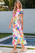 Load image into Gallery viewer, Maxi Dress | Floral Pink Flutter Sleeve Buttoned Floral Dress
