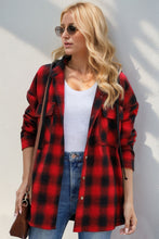 Load image into Gallery viewer, Drawstring Plaid Hooded Shacket
