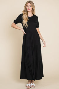 Simple Black Tiered Maxi Dress