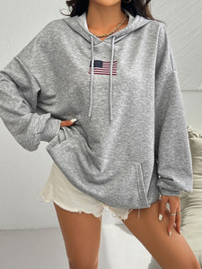 Drawstring US Flag Hoodie