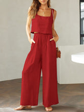 Load image into Gallery viewer, Womens Pants Set-Square Neck Top and Wide Leg Pants Set | pants set
