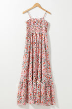 Load image into Gallery viewer, White Boho Floral Smocked Ruffled Maxi Dress | Dresses/Maxi Dresses
