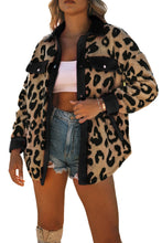 Load image into Gallery viewer, Black Contrast Trimmed Leopard Teddy Shacket | Outerwear/Jackets
