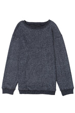 Load image into Gallery viewer, Pullover Sweatshirt | Gray Solid Ribbed Knit Round Neck
