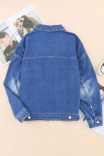 Load image into Gallery viewer, Loose Denim Jacket | Blue Chest Pockets Drop Shoulder Jacket
