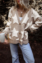 Load image into Gallery viewer, Khaki Star Pattern Winter Sweater with Pockets
