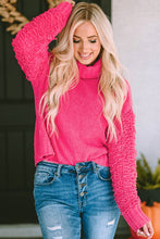 Load image into Gallery viewer, Pink Ribbed Turtleneck Fuzzy Sleeve Knit Sweater | Tops/Sweaters &amp; Cardigans
