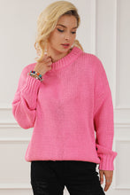 Load image into Gallery viewer, Rose Red Chunky Knit Turtle Neck Drop Shoulder Sweater | Tops/Sweaters &amp; Cardigans
