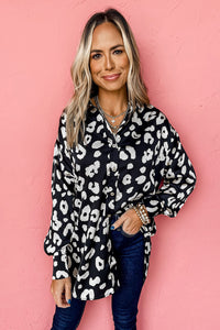 Black Leopard Print Tunic Shirt | Tops/Blouses & Shirts