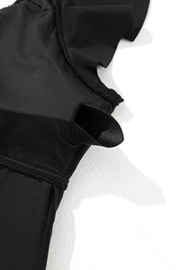 Black Sexy V Neck Ruffle Sleeve Tankini Top | Swimwear/Swim Tops