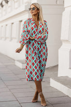 Load image into Gallery viewer, Shirt Dress | Sky Blue Western Geometric Print Split Buttoned
