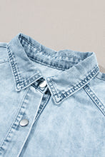 Load image into Gallery viewer, Beau Blue Mineral Wash Ruffled Short Sleeve Buttoned Denim Dress | Dresses/Mini Dresses
