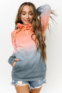 Multicolor Gradient Thumbhole Sleeve Pocketed Zipper Hoodie | Tops/Sweatshirts & Hoodies