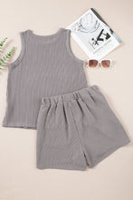 Load image into Gallery viewer, Medium Grey Corded Sleeveless Top and Pocketed Shorts Set | Two Piece Sets/Short Sets
