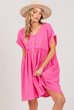 Load image into Gallery viewer, Bright Pink Dress | Button Up Short Sleeve Dress
