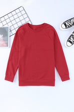 Load image into Gallery viewer, Fiery Red Solid Round Neck Raglan Sleeve Sweatshirt | Tops/Sweatshirts &amp; Hoodies
