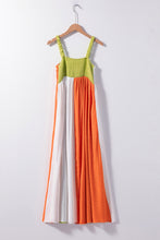 Load image into Gallery viewer, Maxi Dress | Green Color Block High Waist Fit and Flare Dress
