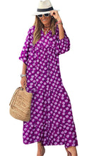 Load image into Gallery viewer, Maxi Dress | Purple Bohemian Puff Sleeve Dress
