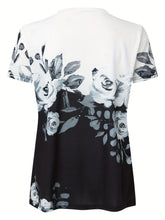 Load image into Gallery viewer, Short Sleeve Blouse | Full Size Printed Notched Top
