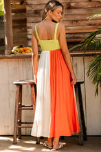 Load image into Gallery viewer, Maxi Dress | Green Color Block High Waist Fit and Flare Dress
