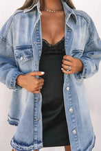 Load image into Gallery viewer, Denim Jacket | Sky Blue Pocket Buttoned Oversized
