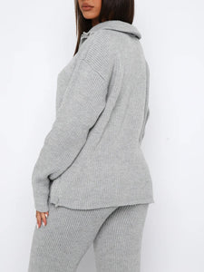 Quarter Zip Long Sleeve Top Pants Set