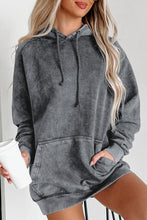 Load image into Gallery viewer, Gray Mineral Wash Kangaroo Pocket Drawstring Pullover Hoodie | Tops/Sweatshirts &amp; Hoodies
