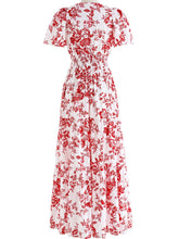 Load image into Gallery viewer, Tiered Floral Notched Short Sleeve Dress
