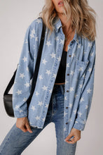 Load image into Gallery viewer, Star Button Up Long Sleeve Denim Jacket
