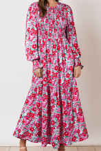 Load image into Gallery viewer, Printed Round Neck Lantern Sleeve Maxi Dress
