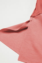 Load image into Gallery viewer, Patchwork Top | Mineral Red Exposed Seam Slit Neck Waffle Knit
