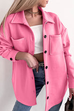 Load image into Gallery viewer, Pink Solid Color Pocketed Button up Long Sleeve Shacket | Outerwear/Jackets
