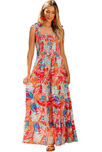 Load image into Gallery viewer, Womens Maxi Dress | Multicolor Vibrant Tropical Print Smocked Ruffle Tiered Maxi Dress | Dresses/Maxi Dresses
