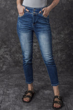 Load image into Gallery viewer, Blue Vintage Washed Two-button High Waist Skinny Jeans | Bottoms/Jeans
