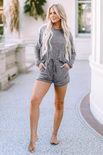 Load image into Gallery viewer, Shorts Lounge Set | Gray Long Sleeve Top and Drawstring
