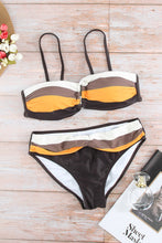 Load image into Gallery viewer, Brown Gradient Color Block Push Up Bikini Swimwear | Swimwear/Bikinis
