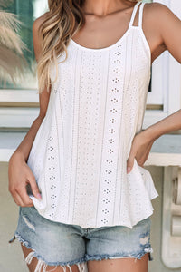 White Eyelet Strappy Scoop-Neck Tank Top | Tops/Tank Tops