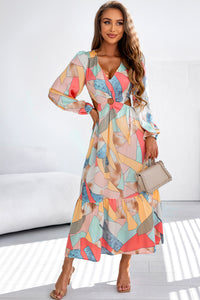 Maxi Dress | Multicolor Abstract Print Long Sleeve