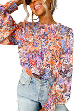 Load image into Gallery viewer, Bishop Sleeve Top | Multicolor Frilled Round Neck Blouse
